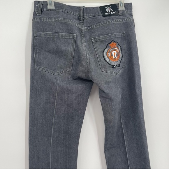 Red Ape Jeans Mens Size 36 X 31 Gray Patches Y2k Hip Hop 5 Pocket Style - Picture 8 of 10